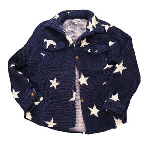 Navy Star Sherpa Jacket size S/M | Teddy Bear sweater button jacket